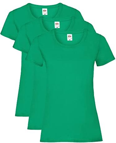 Fruit of the Loom Valueweight T-Shirt Confezione da 3 T-Camicia, Verde (Kelly Green), M Donna