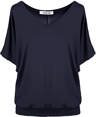 Van Der Rich ® T-Shirt a Manica Corta Top Donna (Navy, M)