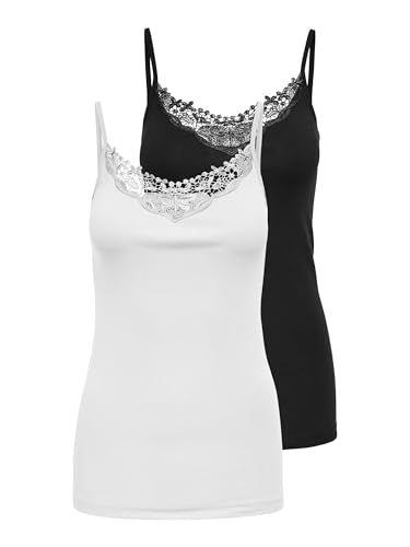 Only 2-Pack Sleeveless Top Canottiera, Black/White, XS (Pacco da 2) Donna