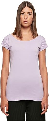 Build Your Brand Maglietta da Donna a Collo Largo T-Shirt, Lilla, XS