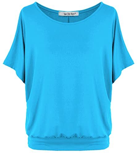 Van Der Rich ® T-Shirt Oversize con Maniche a Pipistrello Donna (Turchese, L)