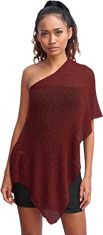 Unique Poncho Coprispalle da Donna Elegante da Cerimonia o Sera Poncho Donna in Rete di Viscosa Termica con Essenza di Fiore di Ciliegio (Bordeaux Scuro)