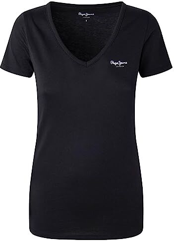 Pepe Jeans Corine, T-Shirt Donna, Nero (Black),M