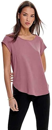 Only Onlvic S/S Solid Top Noos Wvn T-Shirt, Rosa (Mesa Rose), 36 EU Donna