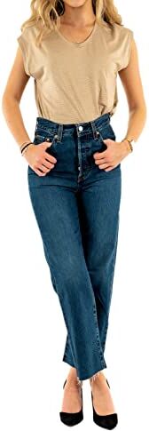 Levis Ribcage Straight Ankle, Jeans Donna, Dark Indigo, 32W / 31L