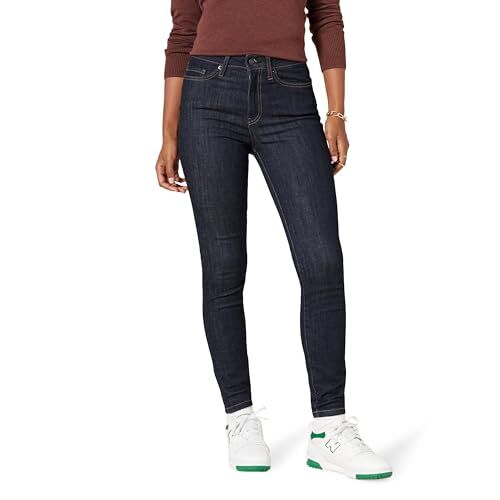 Amazon Essentials Jeans Skinny a Vita Alta Donna, Nero Lavato, 42-44