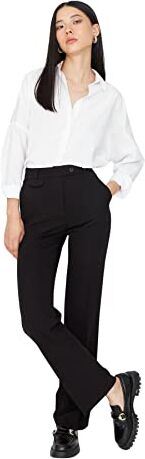 Trendyol Pantaloni a Gamba Larga, Nero, 64 Donna