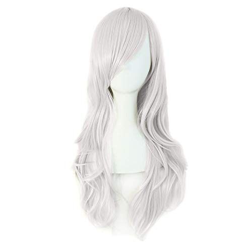 MapofBeauty 70cm/ 28 Pollice Lungo Ricci Donna Ricci Parrucche (Argento Grigio)