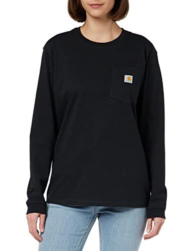 Carhartt Pocket T-shirt A Manica Lunga, Loose Fit, Magliette Donna, Nero, S