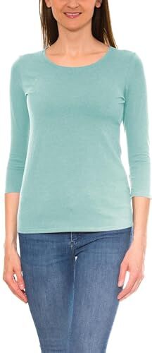 Alkato T-Shirt da Donna a Maniche a 3/4 con Scollo Tondo, Verde Minerale, XL