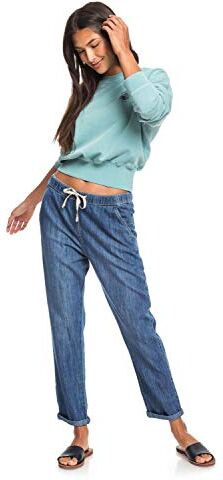 Roxy Slow Swell-Jeans Elasticizzati con vestibilità Relaxed da Donna, Medium Blue, M