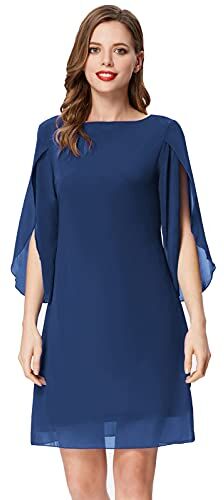 GRACE KARIN Abito Donna Elegante Bluse Scollo Tondo Abito Donna Chiffon per Primavera Estivo S CL011125-26