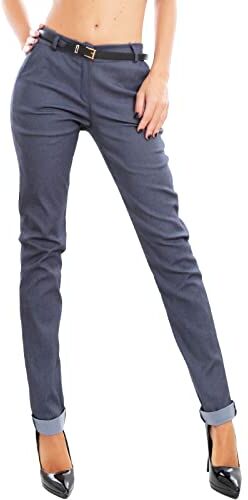 Toocool Pantaloni Donna Classici Eleganti Tasche Vita Bassa Cintura AS-28251 [M,Jeans]