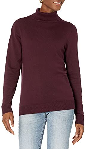 Amazon Essentials Maglione A Collo Alto E Maniche Lunghe Leggero con vestibilità Classica (Taglie Forti Disponibili) Donna, Bordeaux, XS