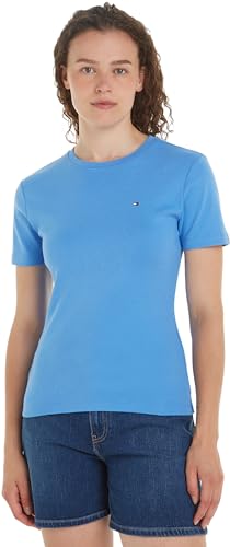 Tommy Hilfiger T-shirt Maniche Corte Donna New Slim Cody Scollo Rotondo, Blu (Blue Spell), S