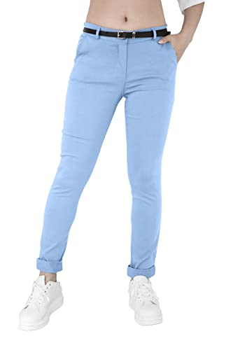 JOPHY & CO. Pantalone Elasticizzato Donna Chino con Cintura (cod. 3008) (Celeste, M)