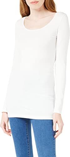 Vero Moda Vmmaxi My Ls Soft Long U-neck Noos, Maglietta a maniche lunghe, Bianco (Bright White), M Donna