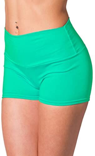 Alkato Pantaloncini Corti Hotpants a Vita Alta da Donna, Verde Menta, 44