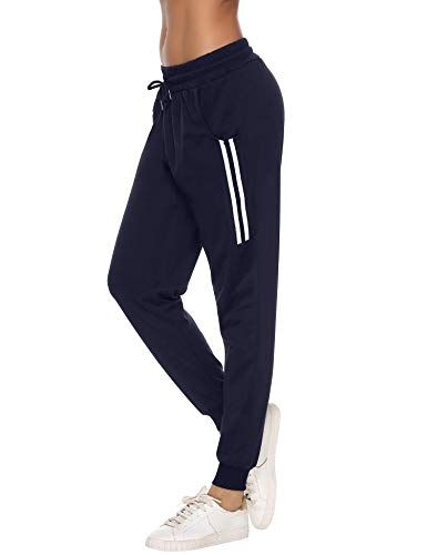 Sykooria Pantaloni Sportivi Donna Pantalone Tuta Donna Cotone Pantaloni Jogger Leggeri con Coulisse Blu XL