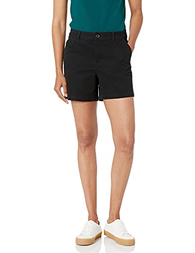 Amazon Essentials Pantaloncini Corti Color Kaki con Cucitura Interna da 12,7 cm a Vita Medio Alta (Disponibili nelle Taglie Normali e Forti) Donna, Nero, 44