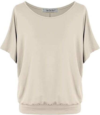 Van Der Rich ® T-Shirt Oversize con Maniche a Pipistrello Donna (Beige, M)