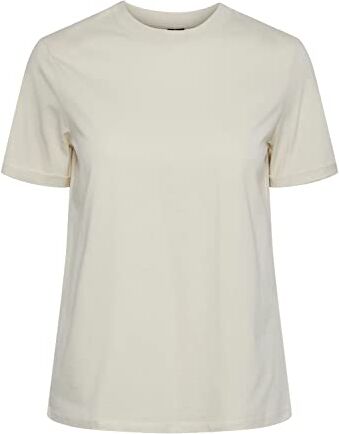 PIECES Pcria SS Fold Up Solid Tee Noos BC T-Shirt, Betulla, M Donna