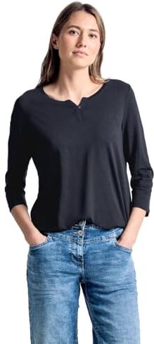 Cecil 313172 Fenja T-Shirt, Blu (Deep Blue 10128), Large Donna