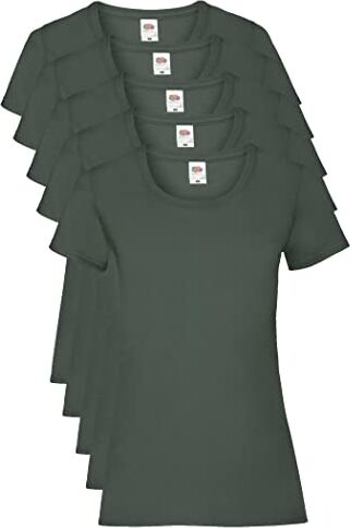 Fruit of the Loom Valueweight 5 Pack, T-Shirt Donna, Verde (Bottle Green 38), XL