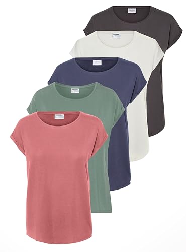 Vero Moda , Maglietta da donna tinta unita, Multicolore (Snow White/Port Royale/Night Sky/Dusty Olive/Black), XS