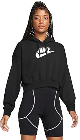 Nike W NSW Club FLC GX Crop HDY Maglia Lunga Donna Black/White Taglia M