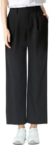 beifon Pantaloni Palazzo Donna Eleganti Pantaloni Gamba Larga Pantaloni Neri Donna Vita Alta Casual Pantaloni con Tasche Pantaloni Comodi e Morbidi (IT, Testo, M, Regular, Regular, Neri)