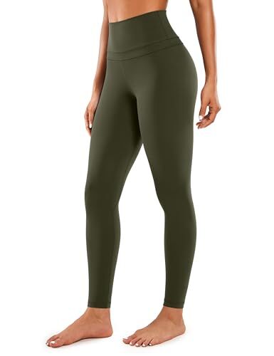 CRZ YOGA Donna Vita Alta Pantaloni Sportivi Leggings Fitness con Tasche 71cm Rami di Oliva 42