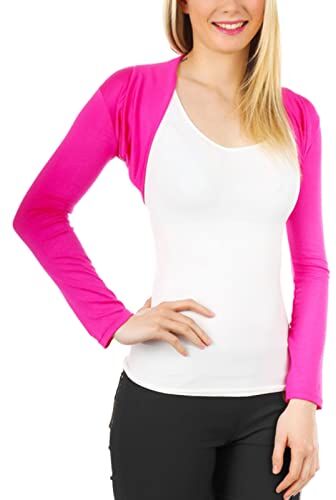 Toocool Coprispalle Donna Top Bolero Maniche Lunghe Giacca Elasticizzato Nuovo CC-816[Fuxia,Taglia Unica]