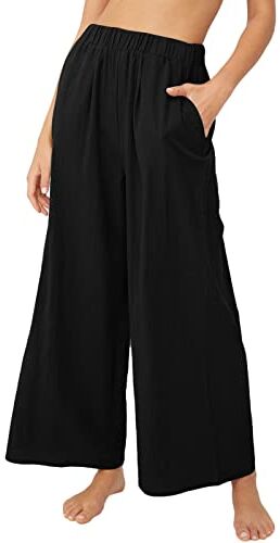 Generic Pantaloni da donna con paillettes glitterate a vita alta con fondo svasato, pantaloni elasticizzati casual per la casa, pantaloni alla moda (03C-Black, M)