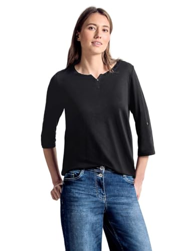 Cecil 313172 Fenja T-Shirt, Nero (Black 10001), Medium Donna