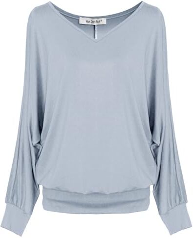 Van Der Rich ® Top Base Camicetta a Maniche Lunghe Donna (ML-Grigio, L)