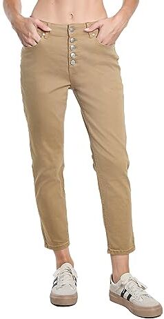 Sexy Woman Pantalone Donna in Cotone Elasticizzato con Bottoni Particolari (cod. H345) (Camel, M)