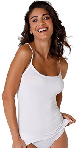 LOVABLE Top Spallina Stretta in Viscosa Basic Soul Donna, Bianco, 4/L