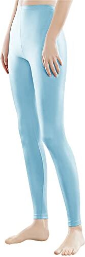 Libella 3 Pezzi Donne Lungo Leggings colorato Pantaloni con Vita Alta vestibilità Slim Atletico in Cotone 4108 Baby Blu S