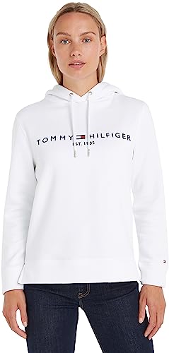 Tommy Hilfiger Felpa Donna Heritage con Cappuccio, Bianco (White), XL