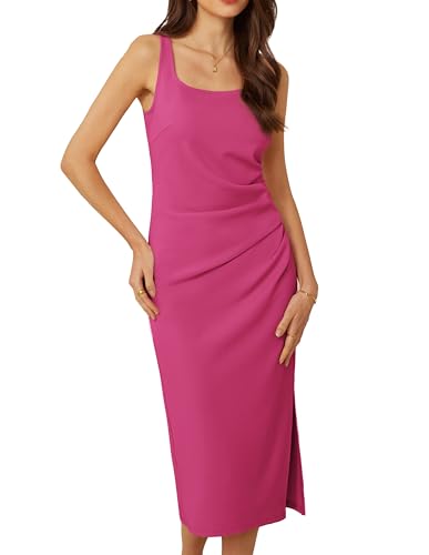 GRACE KARIN Vestito Donna Elegante Abito Donna Vestito Solido Slim Elegante Abiti Partito Sexy Rosa L