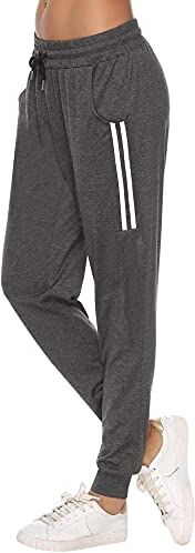 Sykooria Pantaloni Sportivi Donna Pantalone Tuta Donna Cotone Pantaloni Jogger Leggeri con Coulisse Grigio Scuro XXL