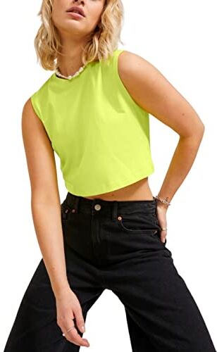 Jack & Jones Jjxx Jxalvira SL Slim Crop Every Tee Top, Verde Lime, M Donna