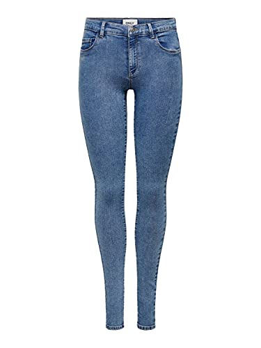 Only Onlrain Life Reg Skinny DNM Noos Jeans, Medium Blue Denim/Detail:pim430, S / 32L Donna
