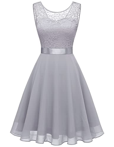 Berylove Abiti da Cocktail Corto Pizzo Chiffon Elegante Abito da Sposa da Sera per Banchetti