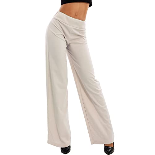 Toocool Pantaloni Donna a Palazzo Basic Elastico in Vita VI-9292 [S,Beige]