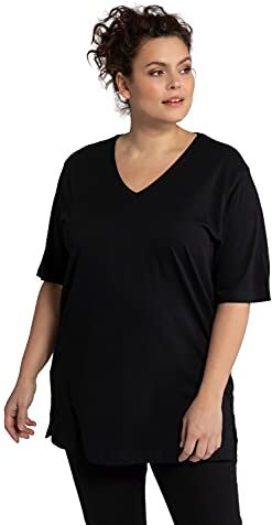 ULLA POPKEN Maglietta Basic A V Maglietta, Nero (Noir), 44-50 Donna