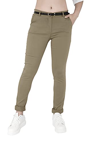 JOPHY & CO. Pantalone Donna Chino con Cintura Tinta Unita (cod. 3008) (Beige Scuro, 2XL)