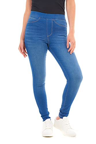 M17 Women Ladies Denim Jeans Jeggings Skinny Fit Classic Casual Trousers Pants with Pockets, Bright Blue, 10 Donna