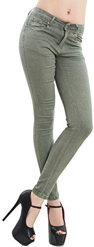 Toocool Jeans Donna Pantaloni Skinny Slim Elasticizzati Push up Aderenti Nuovi M5780 [XS,Verde Militare]